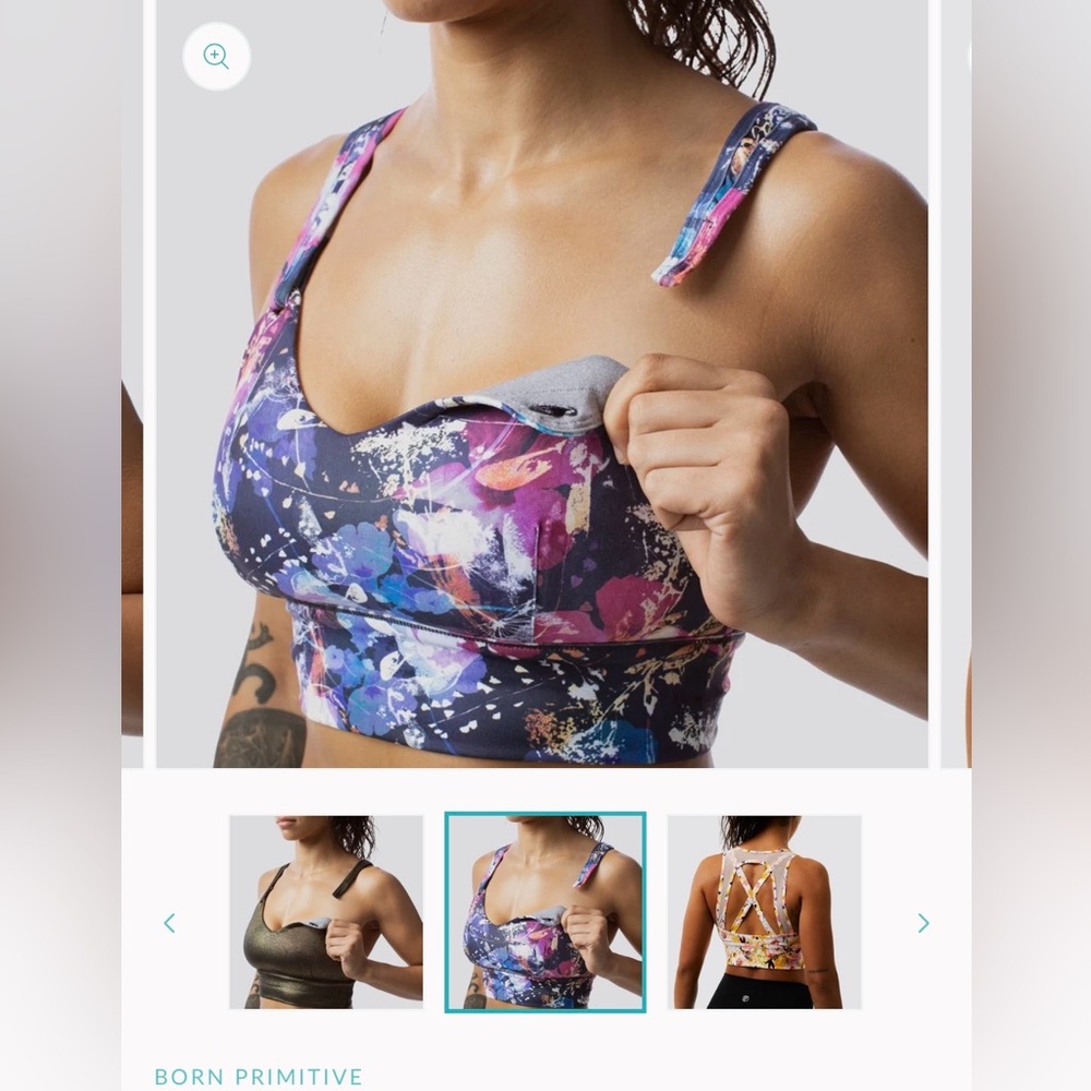 Born Primitive Milk and Muscles Nursing Sports Bra Garden Galaxy MED NWT